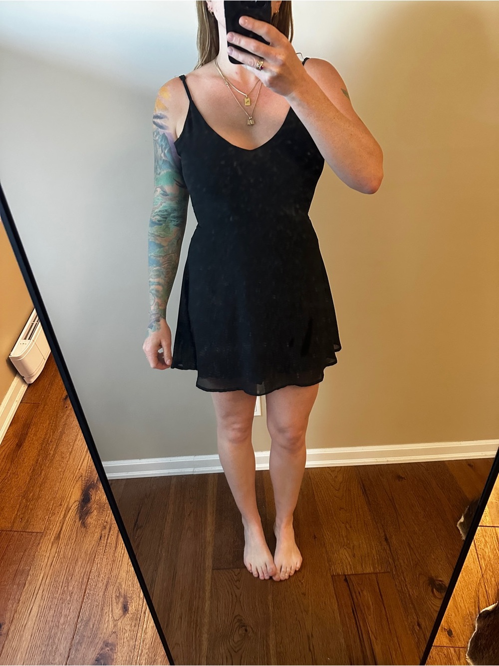 Glamorous Black Spaghetti-Strap Mini Dress